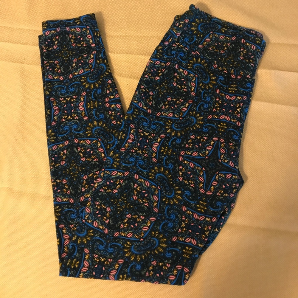 LuLaRoe one size leggings- Blue and pink