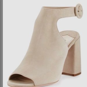 Prada Suede Block Heel Ankle Strap Sandal