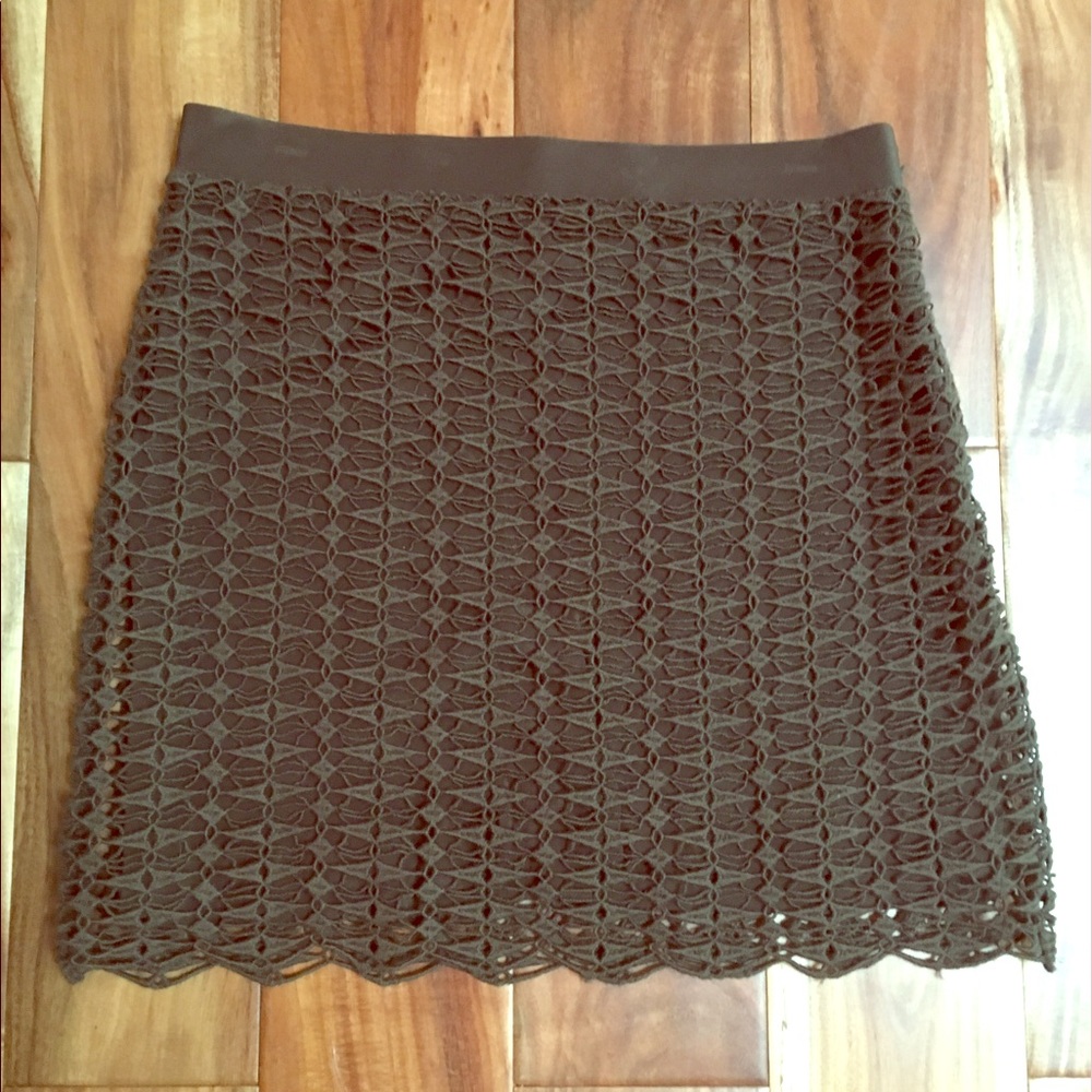 Army green crochet mini skirt