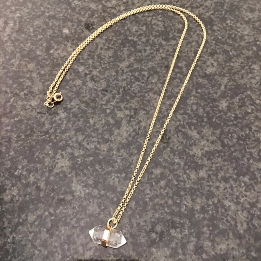 Handmade Elegant Clear Crystal Gold Necklace - Picture 2 of 4