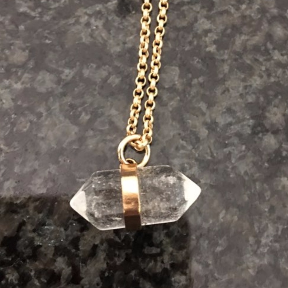 Handmade Elegant Clear Crystal Gold Necklace - Picture 3 of 4