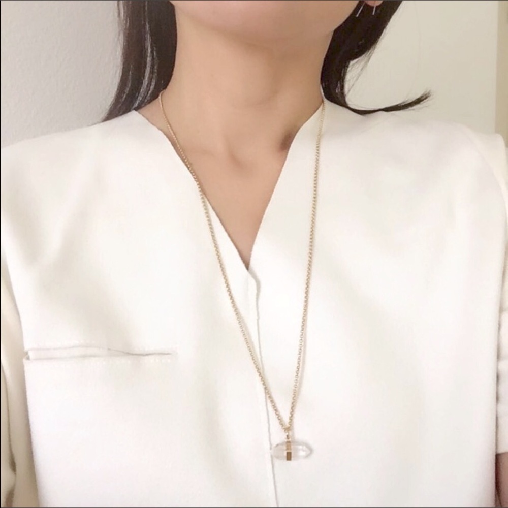 Handmade Elegant Clear Crystal Gold Necklace