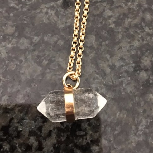 Handmade Elegant Clear Crystal Gold Necklace - Picture 3 of 4
