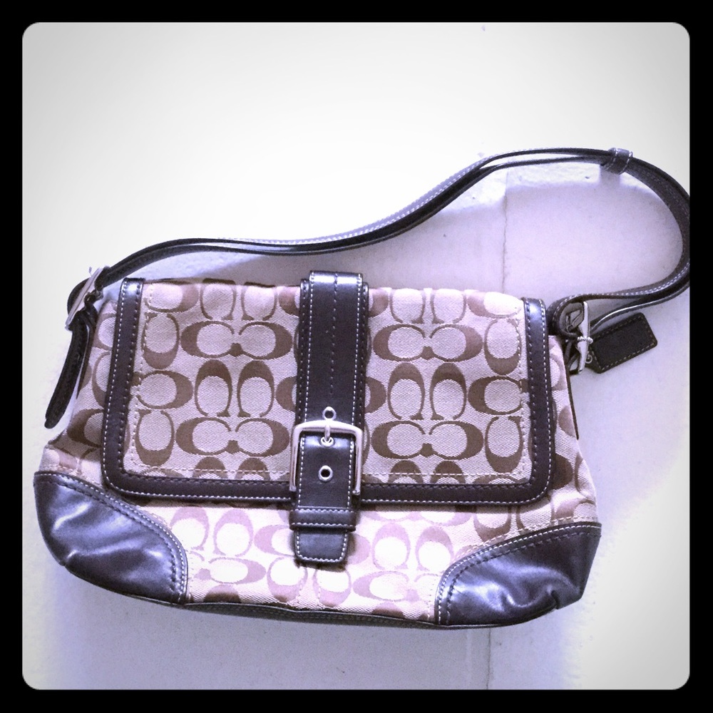 Coach 'C' print brown shoulder bag** PRICE DROP**