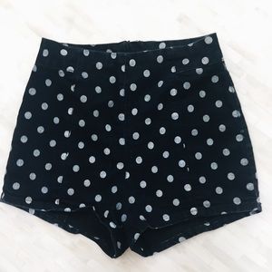 Retro Polka Dot Blue High Waisted Shorts