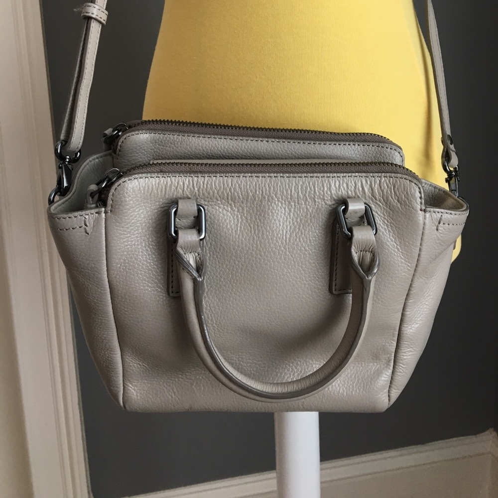 BR Small Gray Leather Crossbody Bag