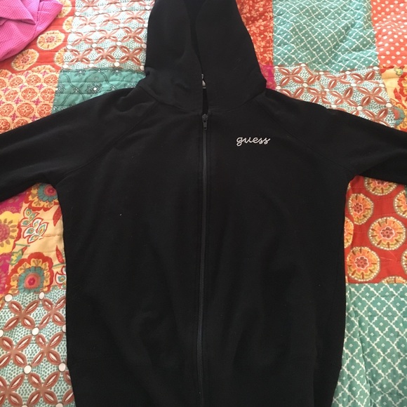 Guess black hooded zip up sweatshirt. - Picture 1 of 2