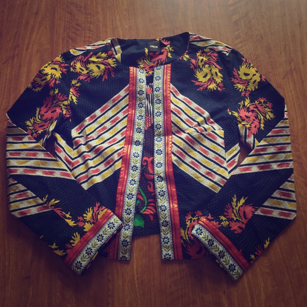 Asos Scarf Print Crop jacket blazer