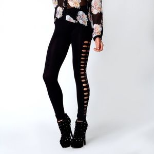 Black Side Slit Leggings - Size M/L