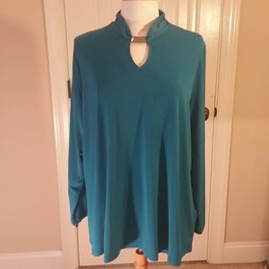 Teal long sleeve work blouse