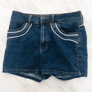 BDG High Waisted Blue Denim Shorts w/ Stripes