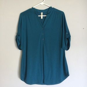 Cute Blue Buttoned Blouse