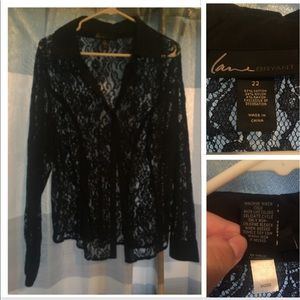 Lane Bryant black lace blouse