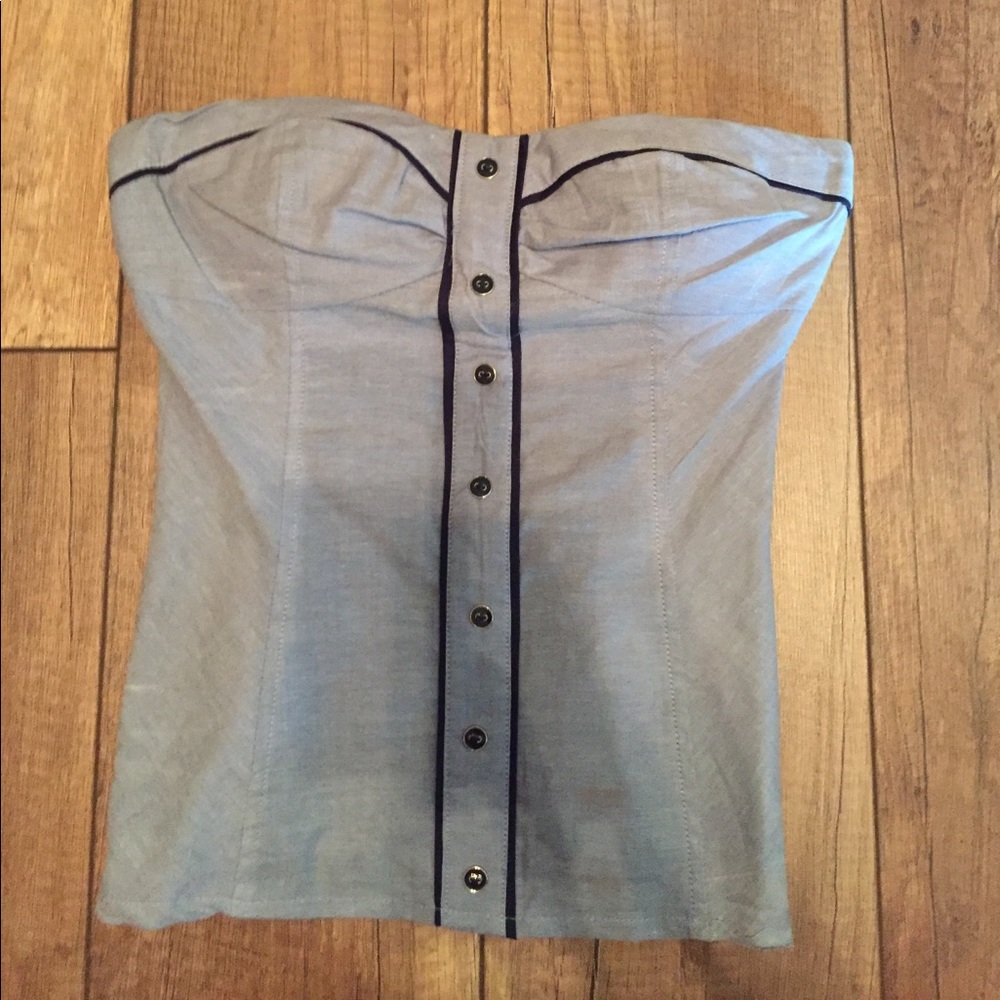 Tally Weijl sky blue buttoned up tube top