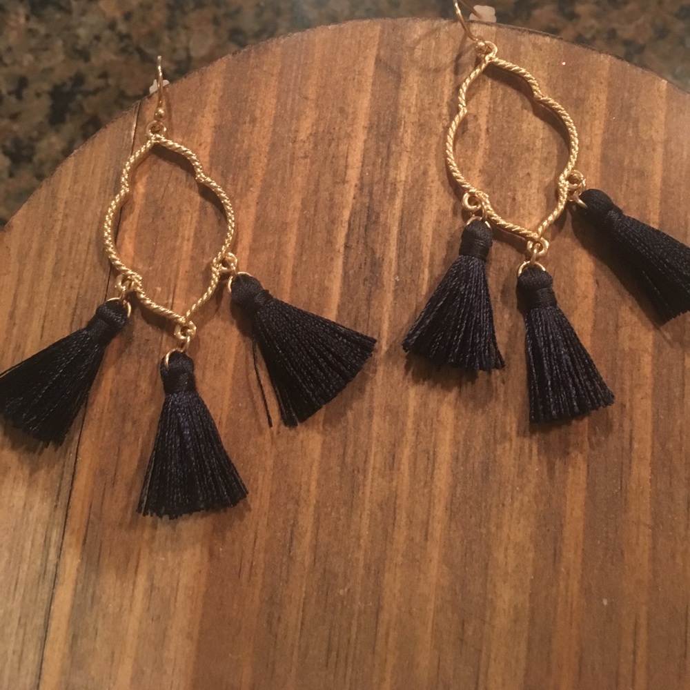 Navy filigree tassels