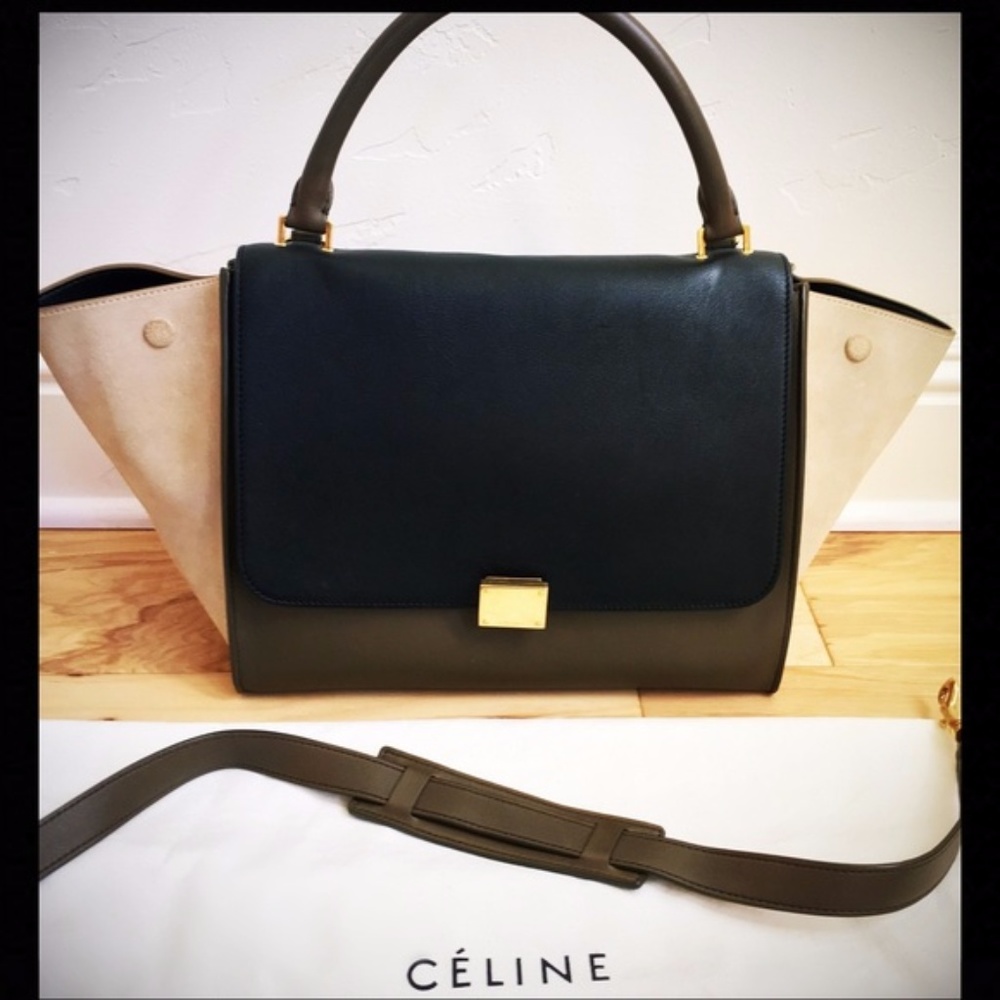 CELINE Tricolor Trapeze Medium Tote Bag (Black)