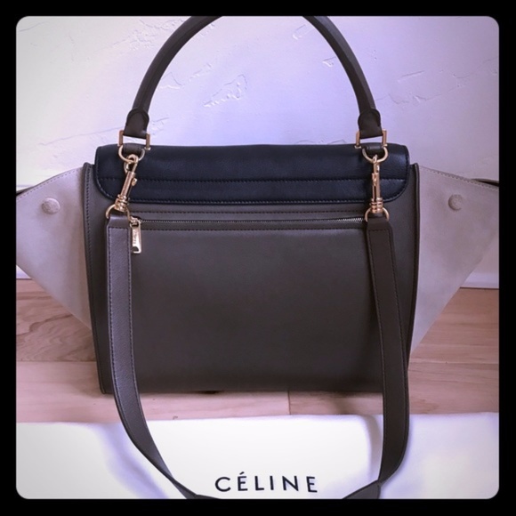 CELINE Tricolor Trapeze Medium Tote Bag (Black) - Picture 4 of 7