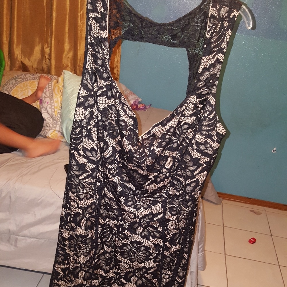 Black lace evening dress