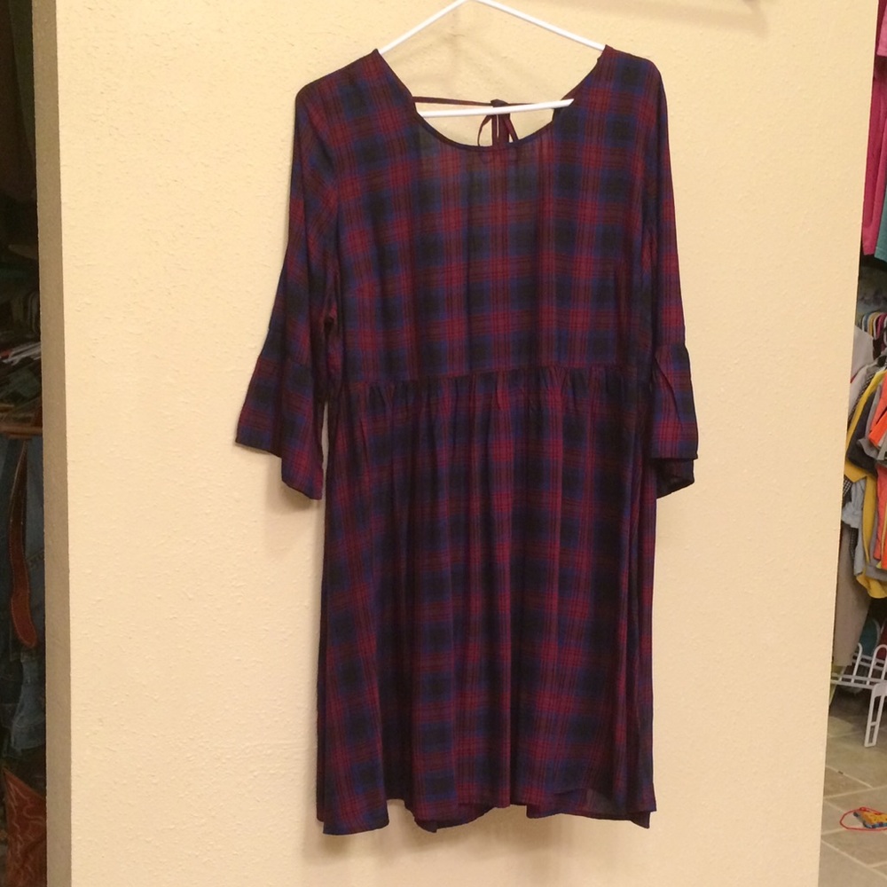 Plaid empire waist dress