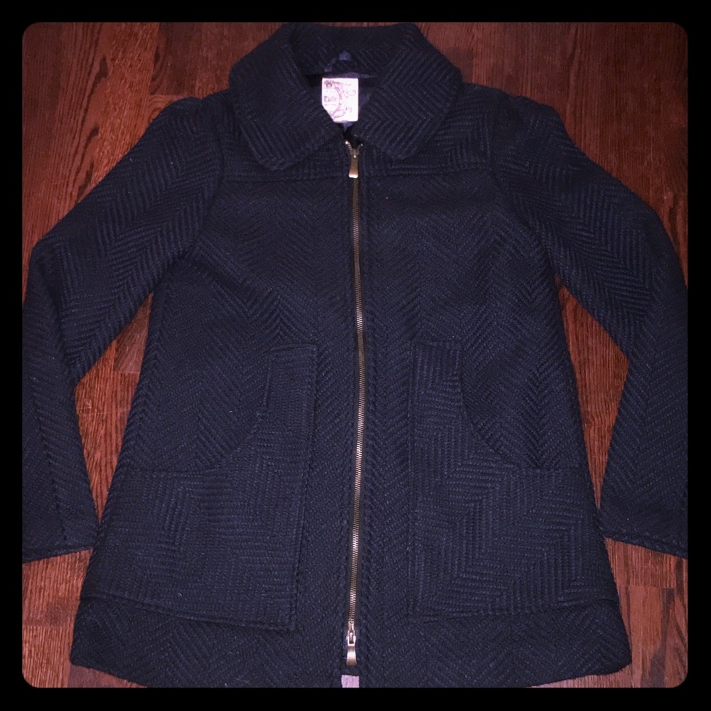 Navy and black wool winter coat