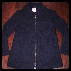 Navy and black wool winter coat