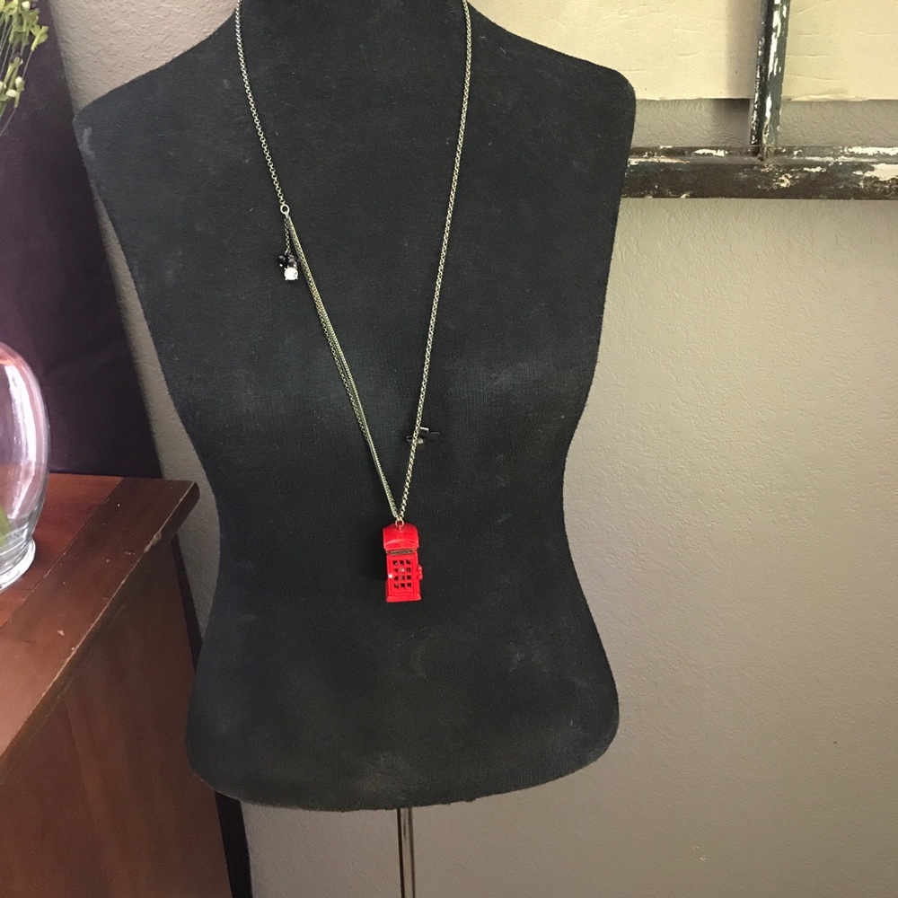 Betsey Johnson Red Telephone Booth Necklace