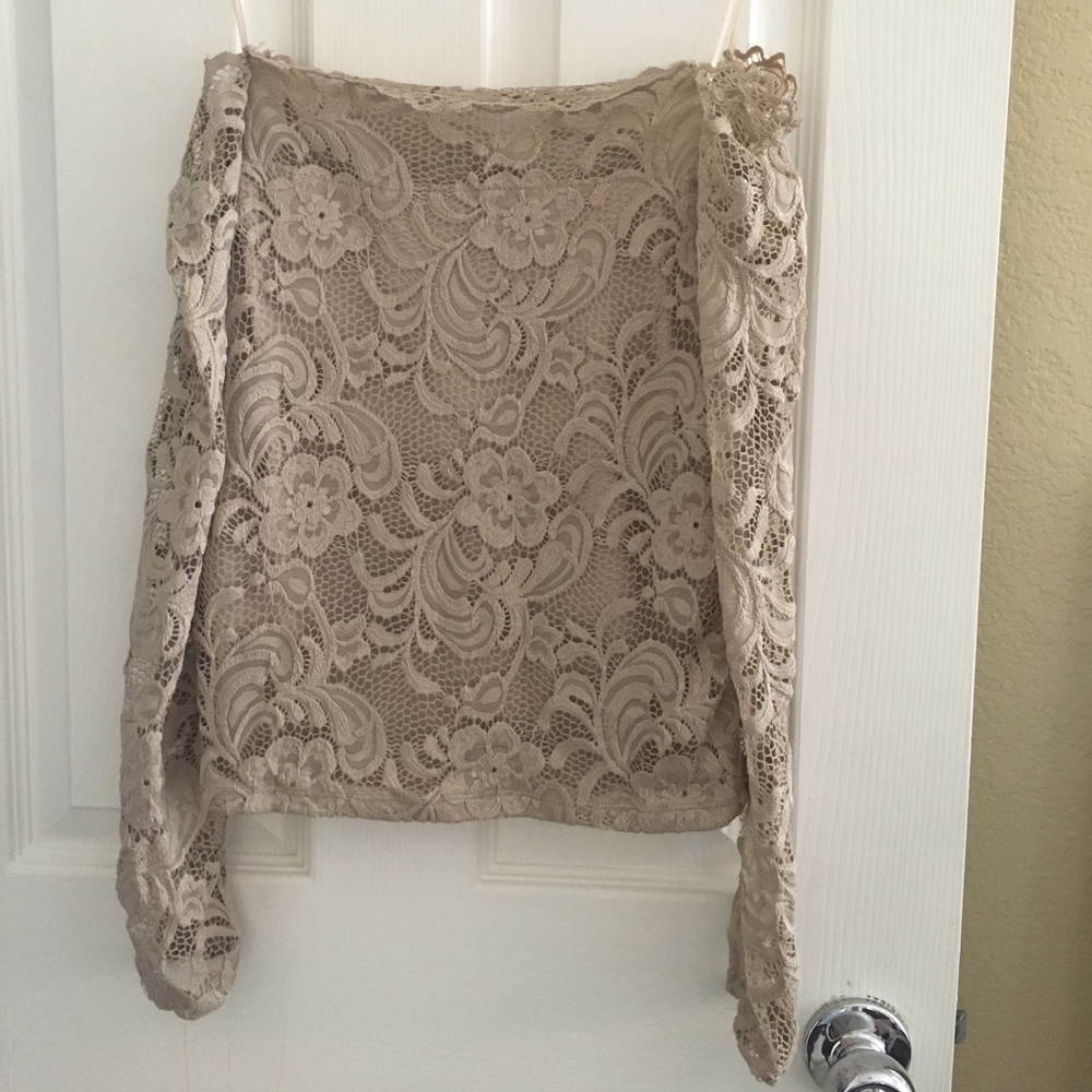 Off shoulder Lace Long Sleeve Top