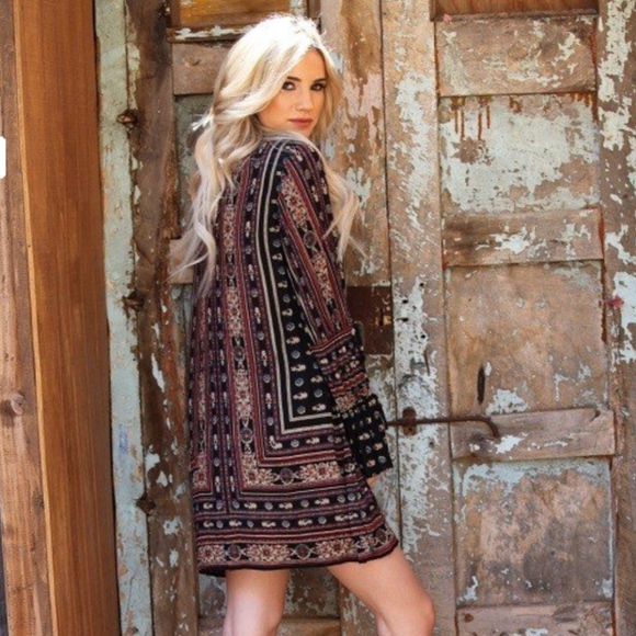 BF PRICE FIRM ANGIE  BOHO TUNIC DRESS, BELL SLEEVE - Picture 5 of 8