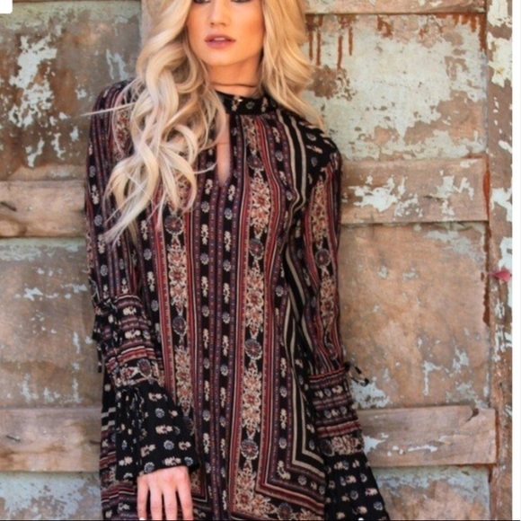 BF PRICE FIRM ANGIE  BOHO TUNIC DRESS, BELL SLEEVE - Picture 8 of 8