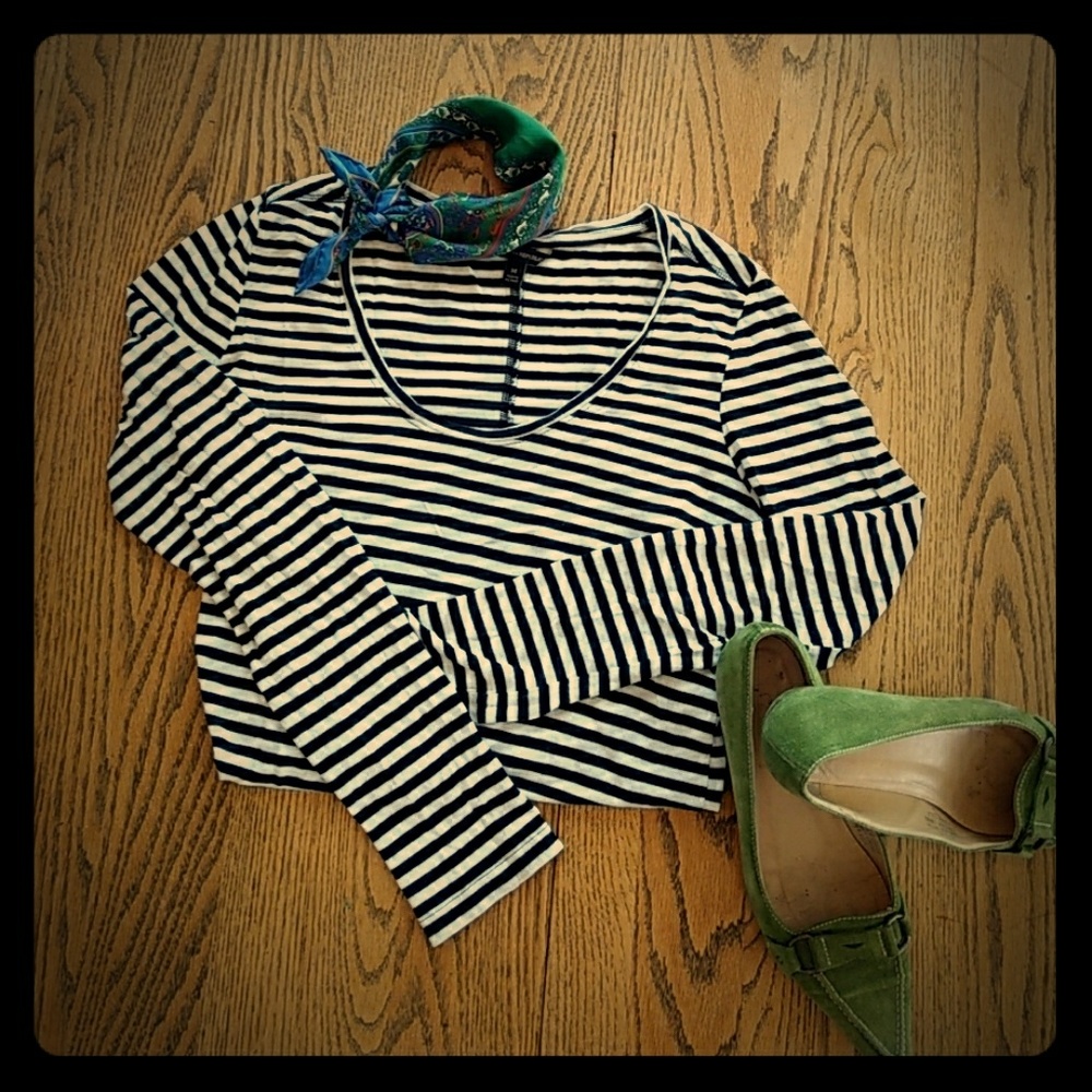 BANANA REPUBLIC cotton high low striped shirt