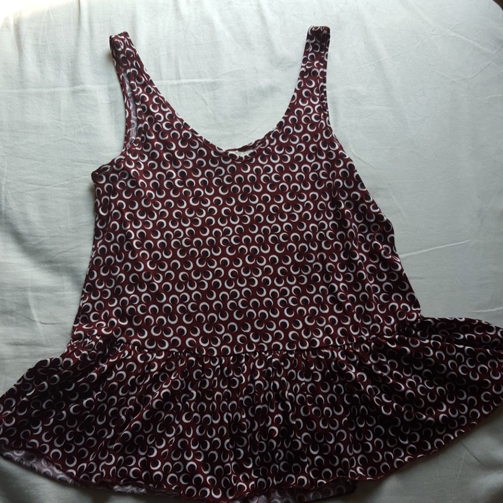 Patterned Peplum Tank Top