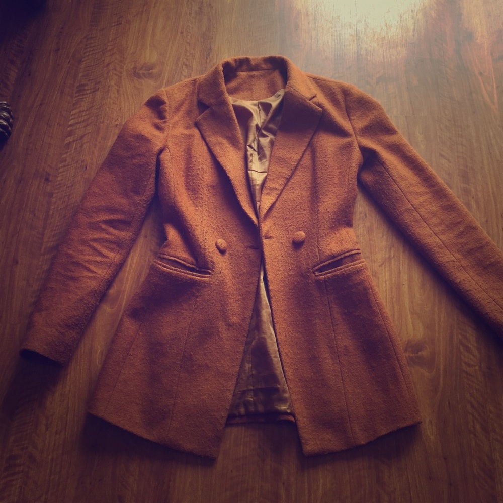 Custom made wool blend peacoat Camel fall jacket