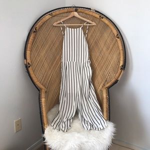 Black and White Striped Culotte Jumpsuit