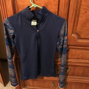 Navy blue and orange Nike shirt half zip