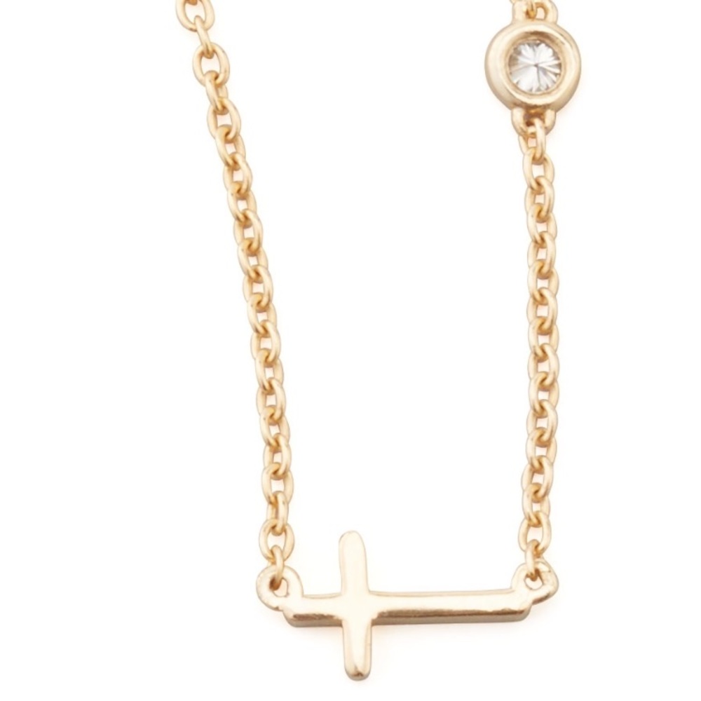 SHY by Sydney Evan gold cross necklace w/ diamond