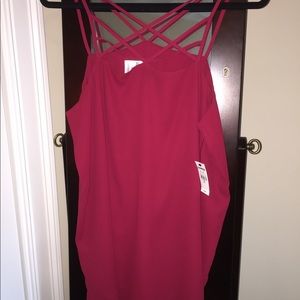 Cranberry colored strappy tank top