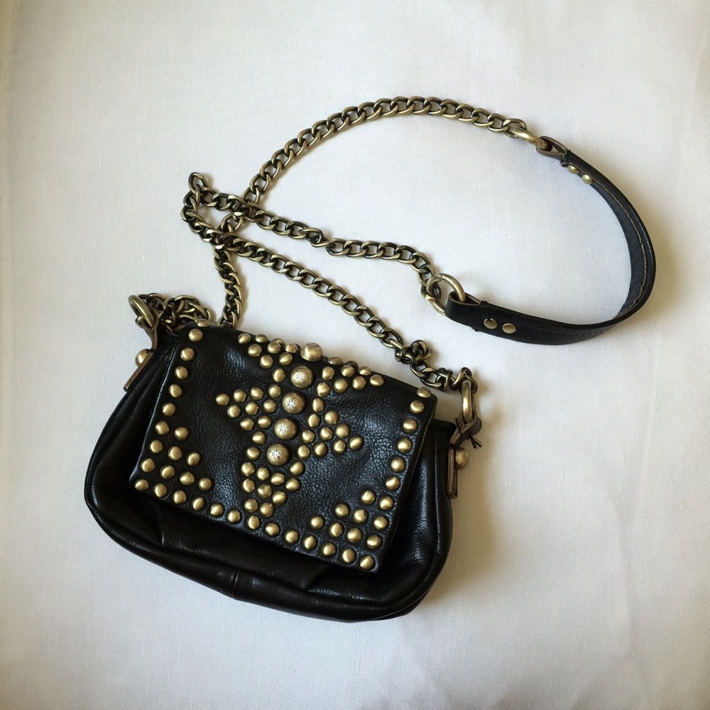 orYANY leather studded chain strap mini bag.