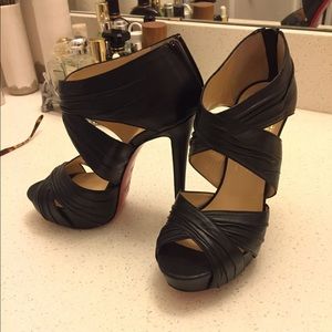 Christian Louboutin Black Strappy Platform Heels