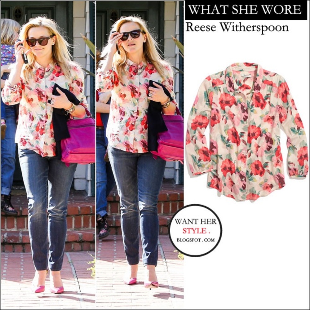Madewell Pink floral blouse