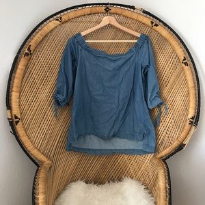 Off The Shoulder Denim Tunic Top