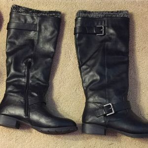 JustFab boots with sweater cuffs