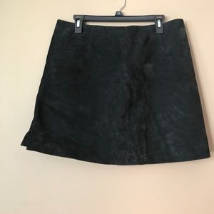 Leather and suede skirt
