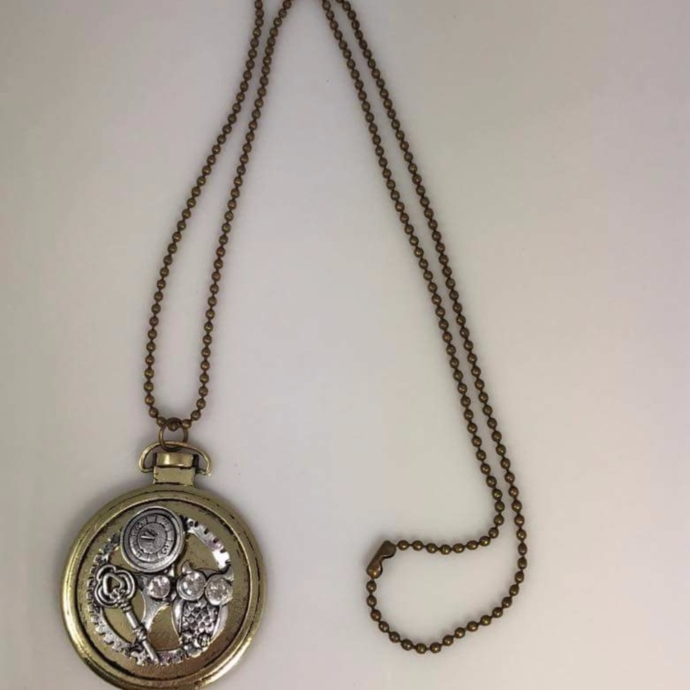 Owl and Key Steampunk Necklace