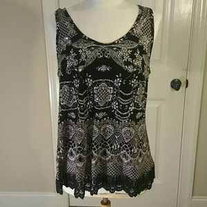 Black and white sequined sleeveless top