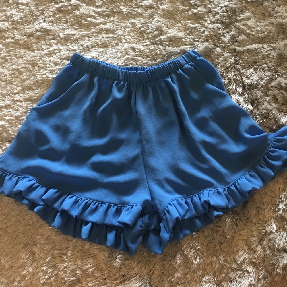 💕SOLD💕 TYCHE Blue Ruffle Shorties EUC  Sz. Small