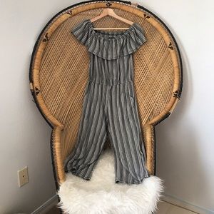 Striped Off The Shoulder Culotte Jumpsuit