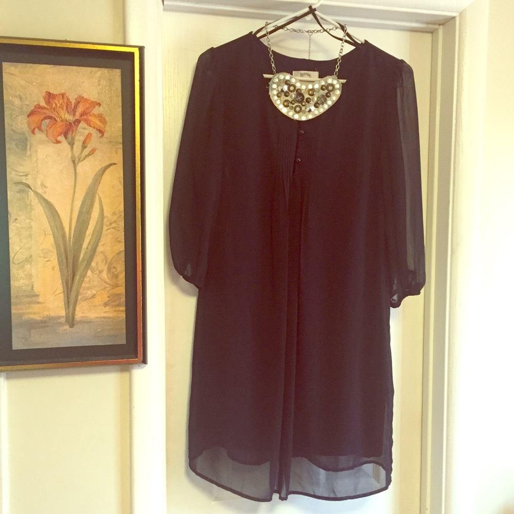 "Sheer Intentions" Sheer Navy Blue Tunic Top