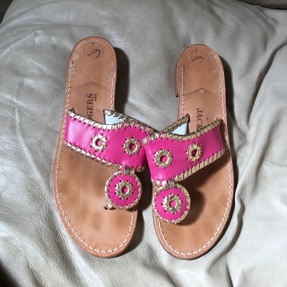 REDUCED price. Pink and gold jack rogers. Size 6