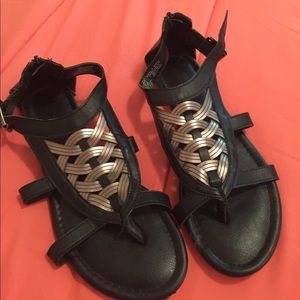 Black and gold gladiator sandals