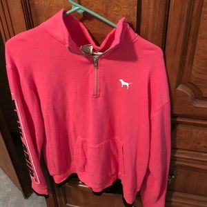 Love pink half zip up sweat shirt size small